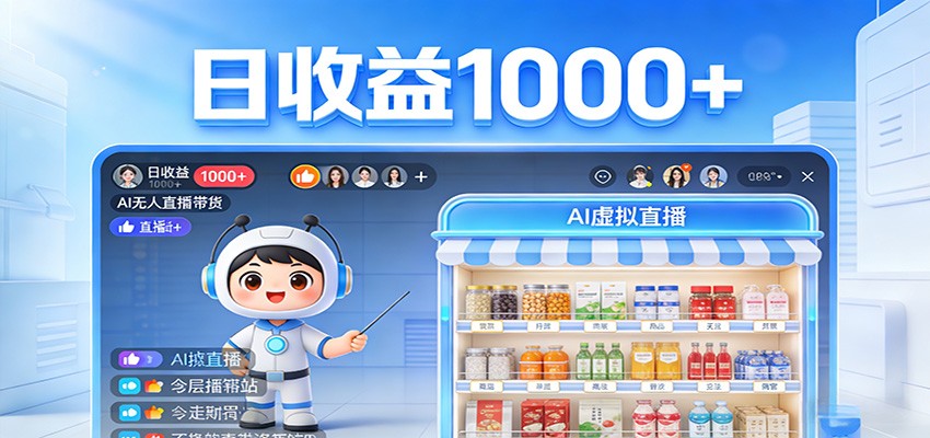 不用露脸不用说话，24小时自动卖货赚钱，全天自动直播，收益看得见-资源站
