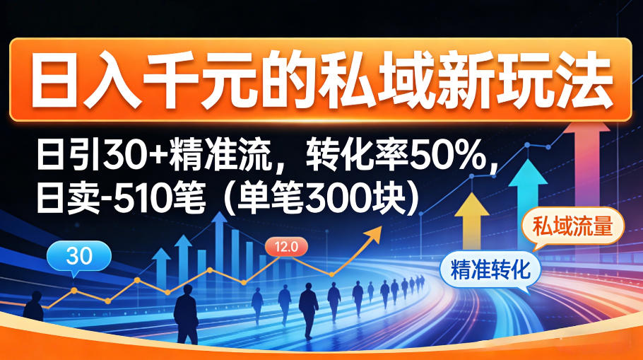 日入千米的私域新玩法：日引30＋精准流，转化率50%，日卖5-10笔(单笔300米)-资源站