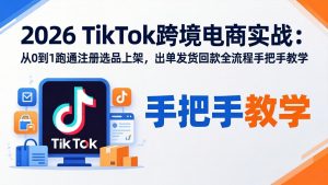 2026TikTok跨境电商实战：从0到1跑通注册选品上架，出单发货回款全流程手把手教学-资源站