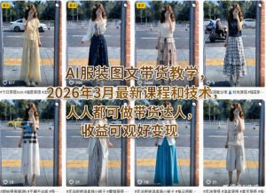 AI服装图文带货教学,2026年3月最新课程和技术,人人都可做带货达人,收益可观好变现-资源站