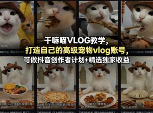 干嘛喵VLOG教学，打造自己的高级宠物vlog账号，可做抖音创作者计划+精选独家收益-资源站