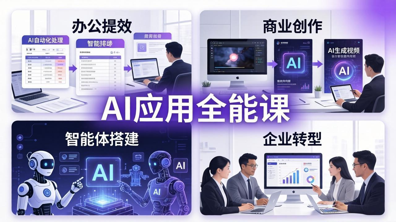 AIGC 应用全能课：办公提效、商业创作、智能体搭建、企业转型，一站式学会AI应用-资源站