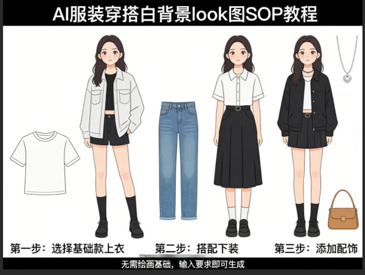 AI服装穿搭白背景look图SOP教程，不用会画画，提几句具体要求，AI就能还你一个奇迹-资源站