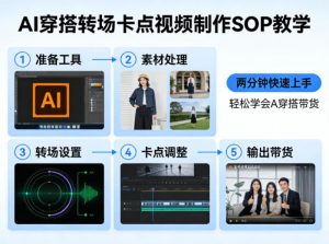 AI穿搭转场卡点视频制作SOP教学，两分钟快速上手，轻松学会AI穿搭带货-资源站