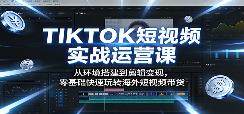 TIKTOK短视频实战运营课:从环境搭建到剪辑变现,零基础快速玩转海外短视频带货-资源站