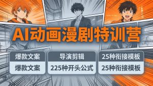 AI动画漫剧特训营:爆款文案+导演剪辑:225种开头公式+25种衔接模板,两小时剪电影级大片-资源站