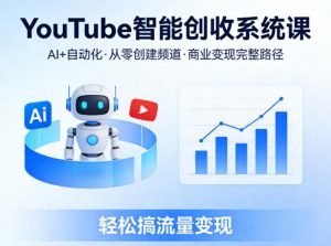 YouTube智能创收系统课，AI+自动化，从零创建YouTube频道并实现商业变现的完整路径，轻松搞流量变现-资源站