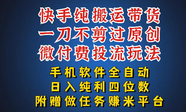 最新黑科技快手搬运带货方法，手机就能操作，轻松带你日入四位数【揭秘】-资源站