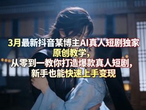 3月最新抖音某博主AI真人短剧独家原创教学,从零到一教你打造爆款真人短剧,新手也能快速上手变现-资源站