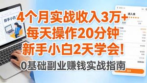 4个月实战收入3万+，每天操作20分钟，新手小白2天学会！-资源站