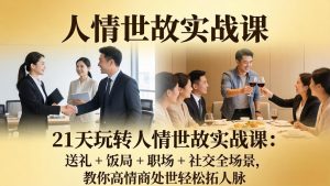 21 天玩转人情世故实战课:送礼 + 饭局 + 职场 + 社交全场景,教你高情商处世轻松拓人脉-资源站