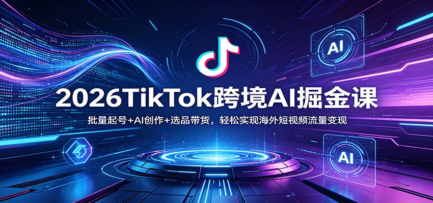 2026TikTok跨境AI掘金课：批量起号+AI创作+选品带货，轻松实现海外短视频流量变现-资源站