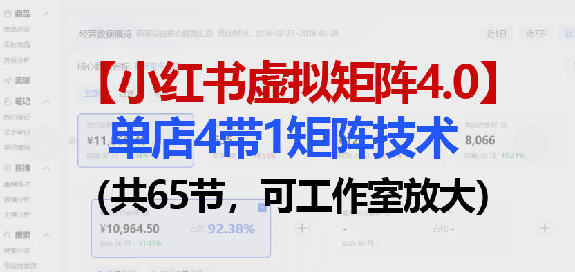 小红书虚拟矩阵4.0技术：单店4带1矩阵(共65节，可工作室放大)-资源站