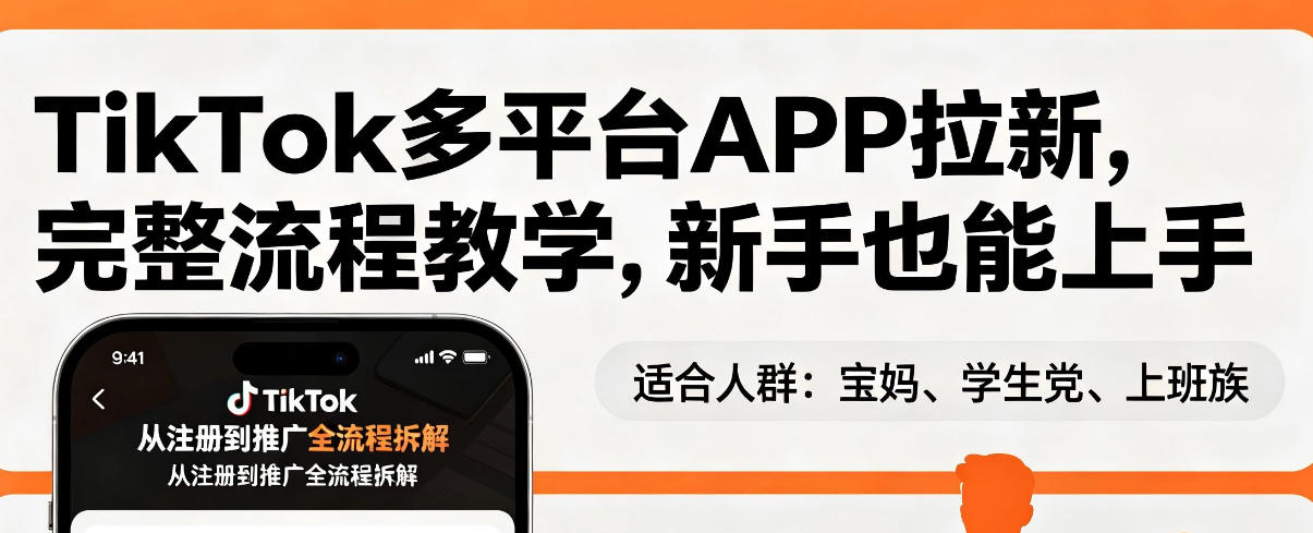 TikTok多平台APP拉新，完整流程教学，新手也能上手，轻松出海搞美金-资源站