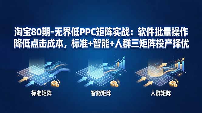 淘宝80期-无界低PPC矩阵实战：软件批量操作降低点击成本，标准+智能+人群三矩阵投产择优-资源站