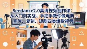 Seedance2.0高清视频创作课：从入门到实战，手把手教你做电商、宣传、复刻、短剧四类爆款视频-资源站