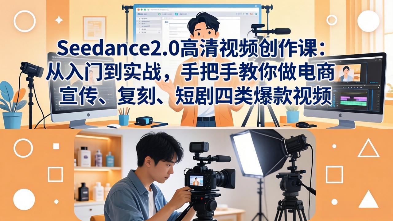Seedance2.0高清视频创作课：从入门到实战，手把手教你做电商、宣传、复刻、短剧四类爆款视频-资源站