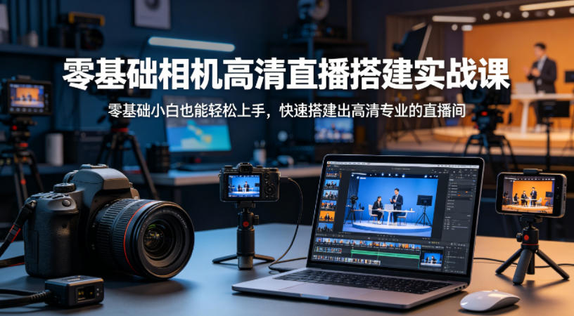 零基础相机高清直播间搭建实战课，小白也能轻松上手，快速搭建出高清专业的直播间-资源站