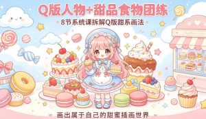 Q版人物+甜品食物团练，8节系统课拆解Q版甜系画法，画出属于自己的甜蜜插画世界-资源站