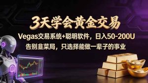 3天学会黄金交易，Vegas交易技术+聪明软件，日赚50-100U-资源站