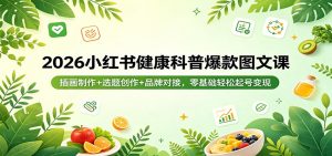 2026小红书健康科普爆款图文课：插画制作+选题创作+品牌对接，零基础轻松起号变现-资源站