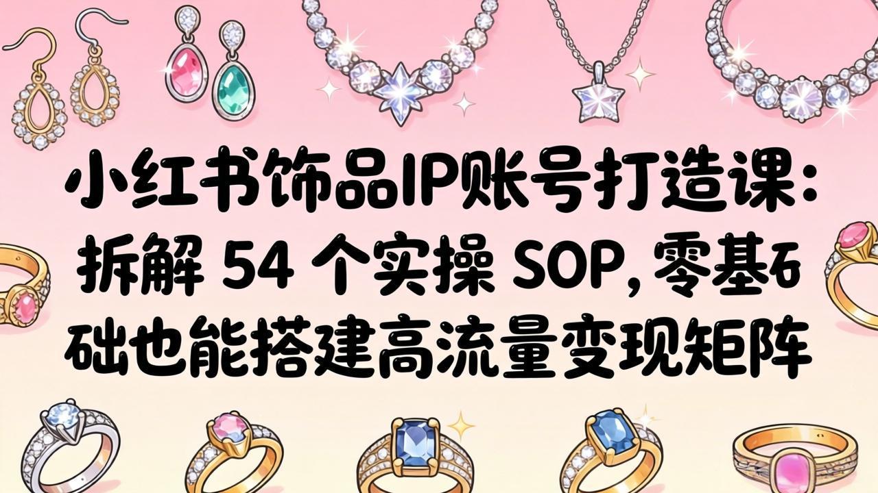 小红书饰品IP账号打造课：拆解 54 个实操 SOP，零基础也能搭建高流量变现矩阵-资源站