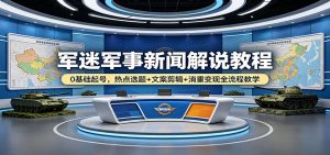 军迷军事新闻解说教程：0基础起号，热点选题+文案剪辑+消重变现全流程教学-资源站