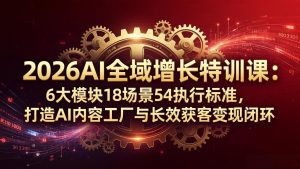 2026AI全域增长特训课：6大模块18场景54执行标准，打造AI内容工厂与长效获客变现闭环-资源站