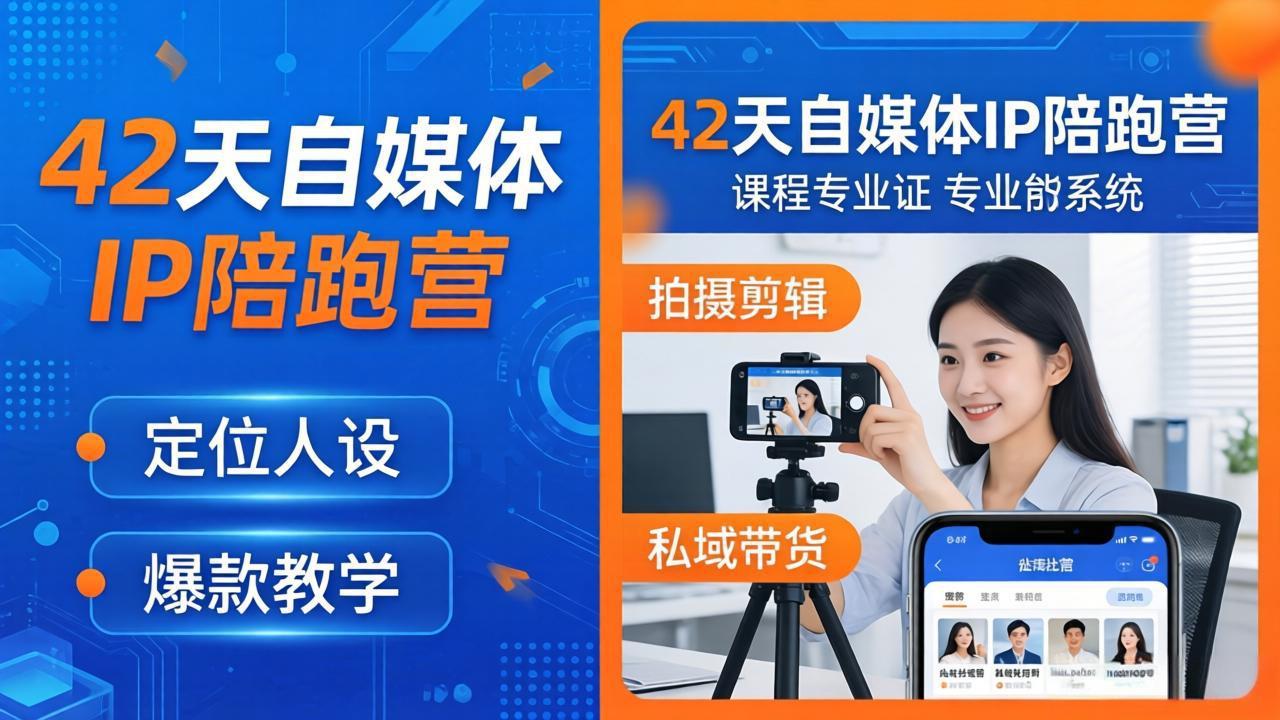 42天自媒体IP陪跑营-26年4月19更新：定位人设爆款全教学，拍摄剪辑私域带货一站式落地-资源站