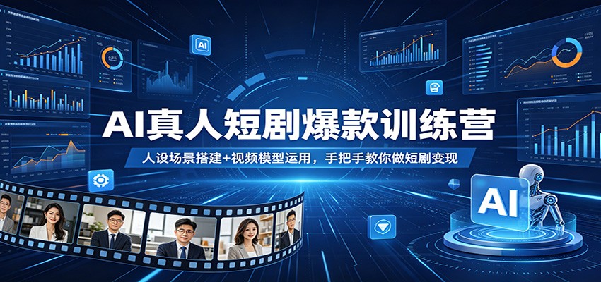 AI真人短剧爆款训练营：人设场景搭建+视频模型运用，手把手教你做短剧变现-资源站