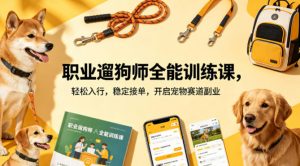 职业遛狗师全能训练课，轻松入行，稳定接单，开启宠物赛道副业-资源站