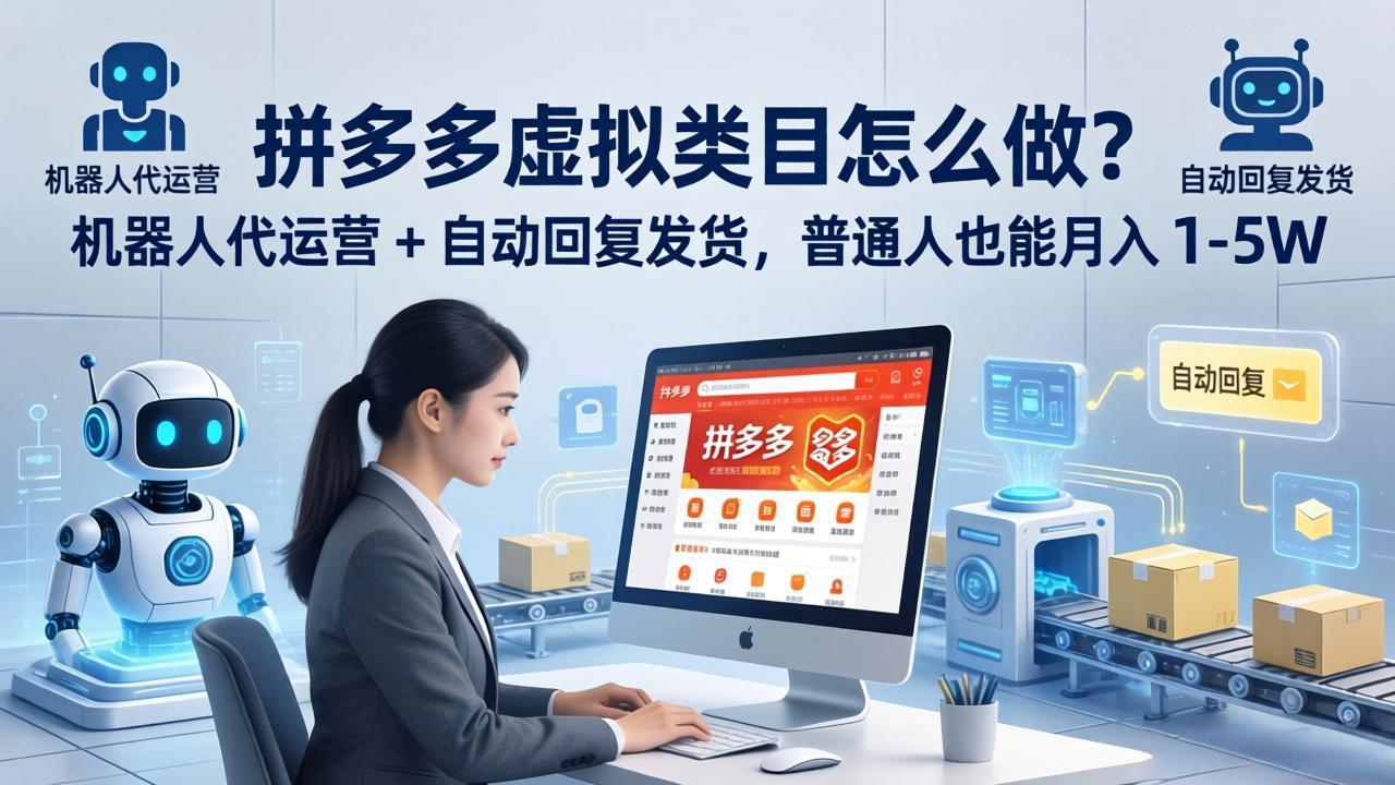 拼多多虚拟类目怎么做？机器人代运营 + 自动回复发货，普通人也能月入 1-5W-资源站