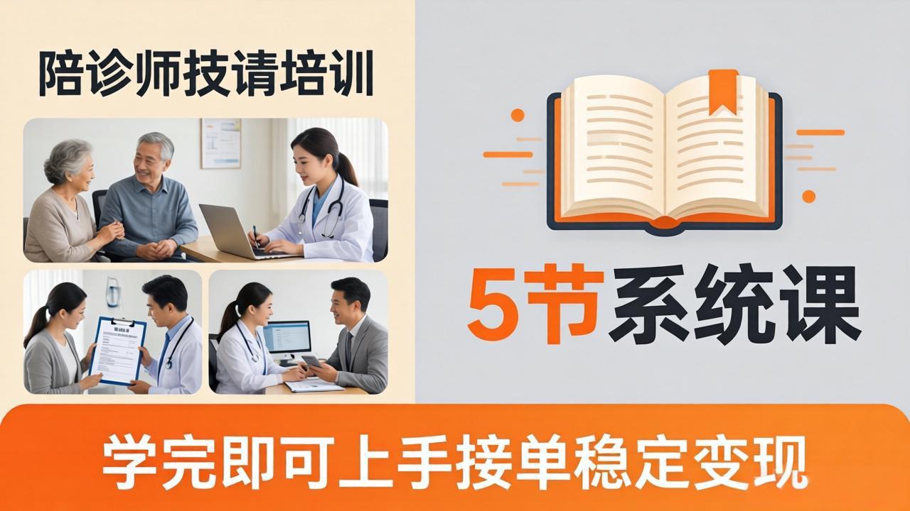 想做陪诊师不知从何下手？5节系统课教你掌握核心技能，学完即可上手接单稳定变现-资源站