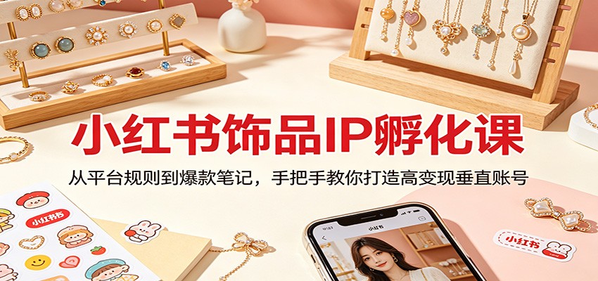 小红书饰品IP孵化课：从平台规则到爆款笔记，手把手教你打造高变现垂直账号-资源站