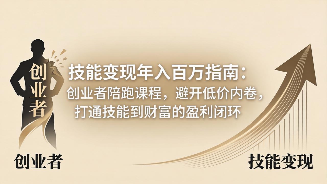 技能变现年入百万指南：创业者陪跑课程，避开低价内卷，打通技能到财富的盈利闭环-资源站