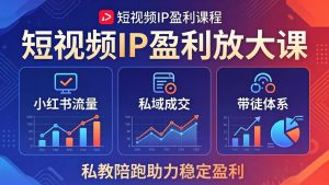 短视频IP盈利放大课：小红书流量+私域成交+带徒体系，私教陪跑助力稳定盈利-资源站
