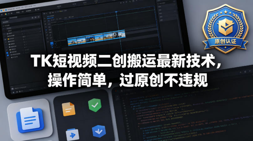 TK短视频二创搬运最新技术，操作简单，过原创不违规-资源站