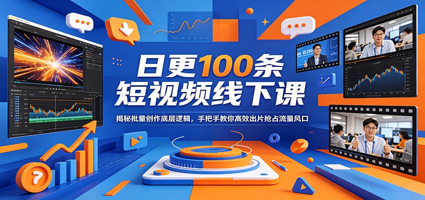 日更100条短视频线下课：揭秘批量创作底层逻辑，手把手教你高效出片抢占流量风口-资源站