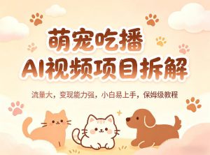 萌宠吃播AI视频项目拆解，流量大，变现能力强，小白易上手，保姆级教程-资源站