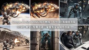 Google AI Studio科幻短片教程：AI生成+剪辑全流程，3小时+教学+专属资源，掌握专业级制作技能-资源站
