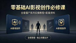 零基础AI影视创作必修课，全套僵尸系列实操教程加配套资料，全程答疑带你独立完整出片-资源站