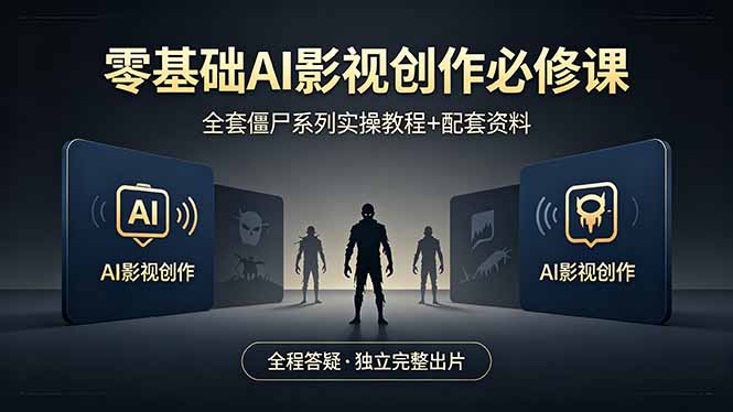 零基础AI影视创作必修课，全套僵尸系列实操教程加配套资料，全程答疑带你独立完整出片-资源站