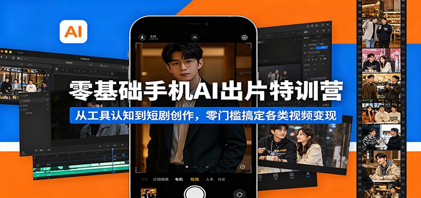 零基础手机AI出片特训营：从工具认知到短剧创作，零门槛搞定各类视频变现-资源站