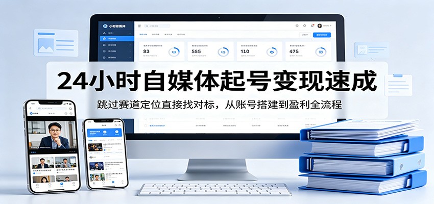 24小时自媒体起号变现速成，跳过赛道定位直接找对标，从账号搭建到盈利全流程-资源站