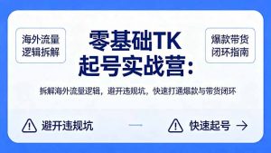 零基础 TK 起号实战营：拆解海外流量逻辑，避开违规坑，快速打通爆款与带货闭环-资源站