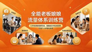 全能老板娘流量体系训练营，三天吃透短视频引流、直播成交与私域运营，打造个人IP轻松变现-资源站