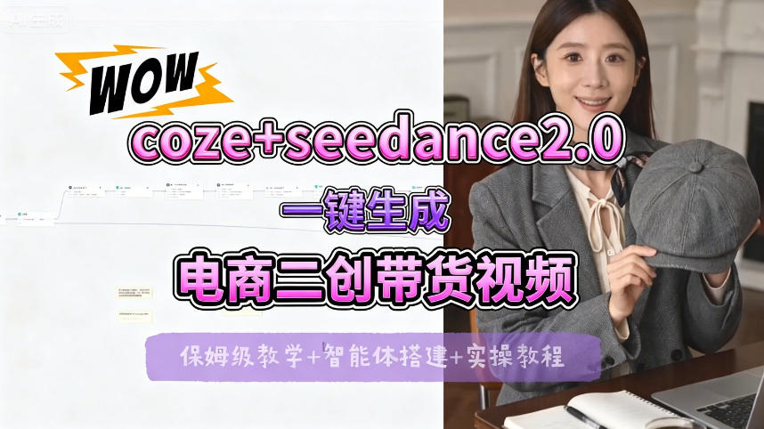 【Coze工作流搭建实操教程】seedance2.0+coze一键生成电商二创带货视频，全流程保姆级教学-资源站