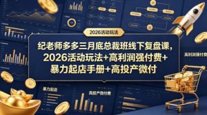 纪老师多多三月底总裁班线下复盘课，2026活动玩法+高利润强付费+暴力起店手册+高投产微付费-资源站