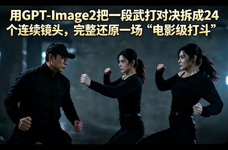 用GPT-Image2把一段武打对决拆成24个连续镜头，完整还原一场“电影级打斗”-资源站