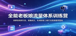 全能老板娘流量体系训练营：深耕短视频引流，直播成交，私域锁客三维打法直接套用落地-资源站
